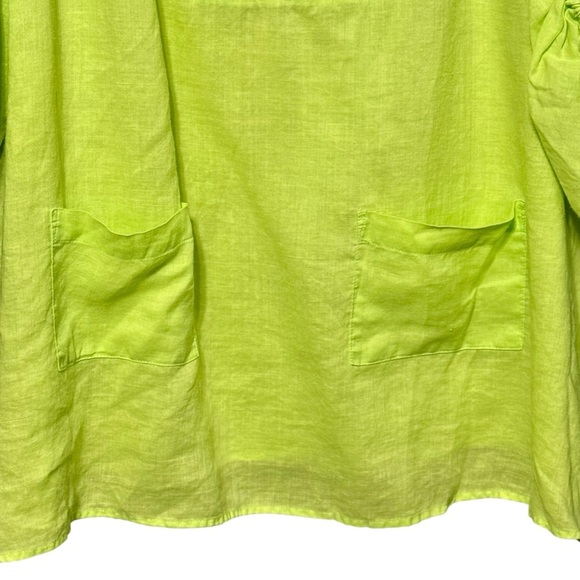 Ali Miles 3/4 Puff Sleeve Lightweight Lagenlook Artsy Button Neckline Blouse 1X - Picture 3 of 12